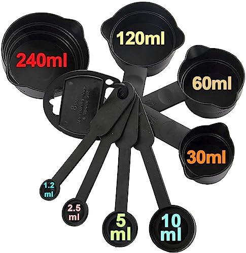 Bigplayer 10-Piece Measuring Set - Precision Plastic Spoons & Cups, Black - Durable, Dishwasher-Safe Kitchen Essentials For Baki